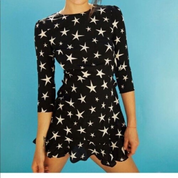 Black realisation star print mini dress. - Picture 3 of 3